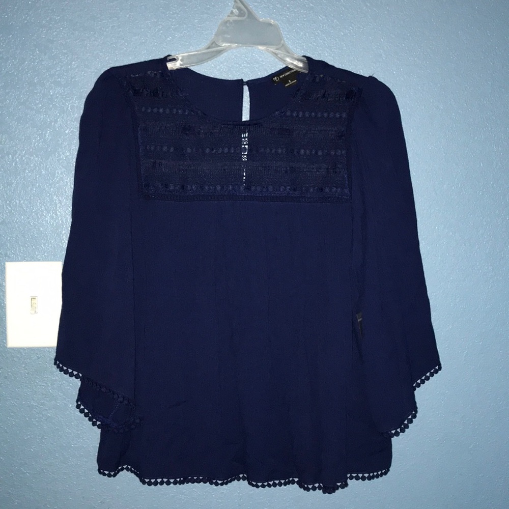 DARK BLUE PATTERNED SPRING BLOUSE